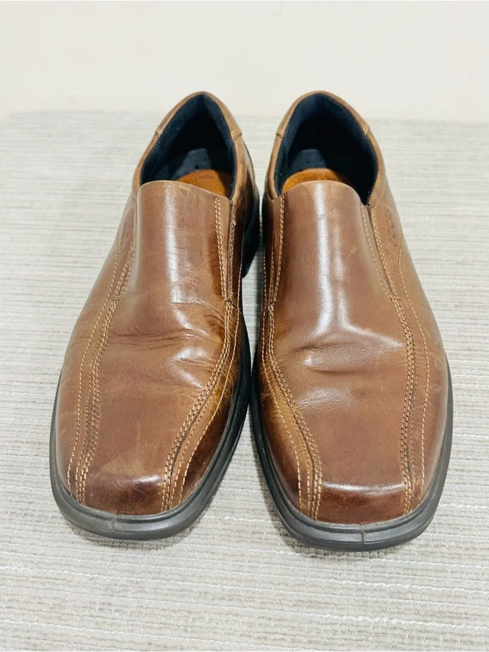 ECCO Mens EU43/ US 9-9,5 Brown Leather Dress/Casual Comfort‎ Slip-On Loafers